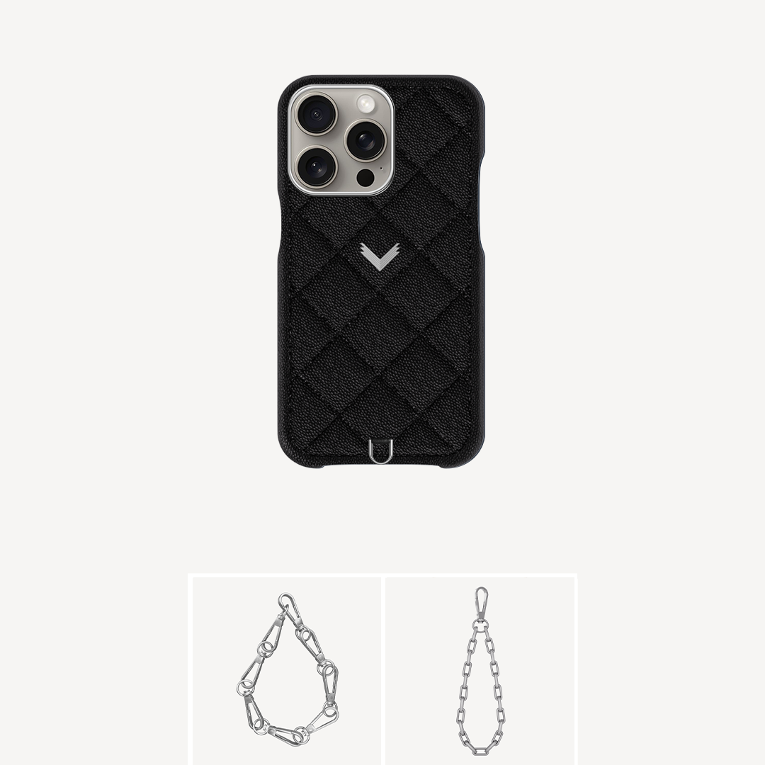 iPhone 15 Pro Max Phone Case, Calf Leather, Caviar Texture