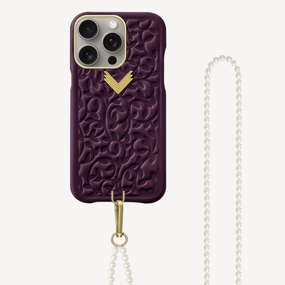 iPhone 15 Pro Phone Case, Calf Leather, Cultured Pearls, Purity Edition