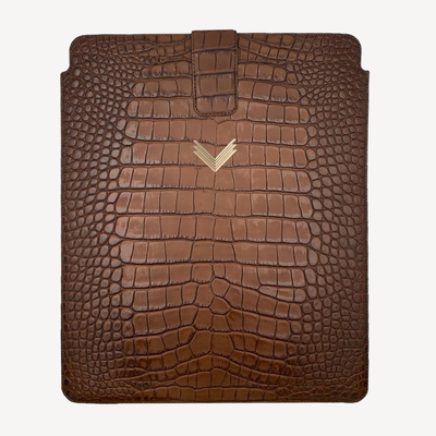 Macbook Laptop Case 13"/14", Calf Leather, Crocodile Texture