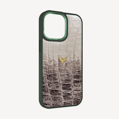 iPhone 13 Pro Phone Case, Calf Leather, Crocodile Texture