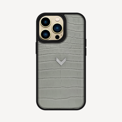 iPhone 13 Pro Phone Case, Calf Leather, Crocodile Texture