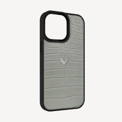 iPhone 13 Pro Phone Case, Calf Leather, Crocodile Texture