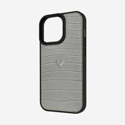 iPhone 13 Pro Phone Case, Calf Leather, Crocodile Texture