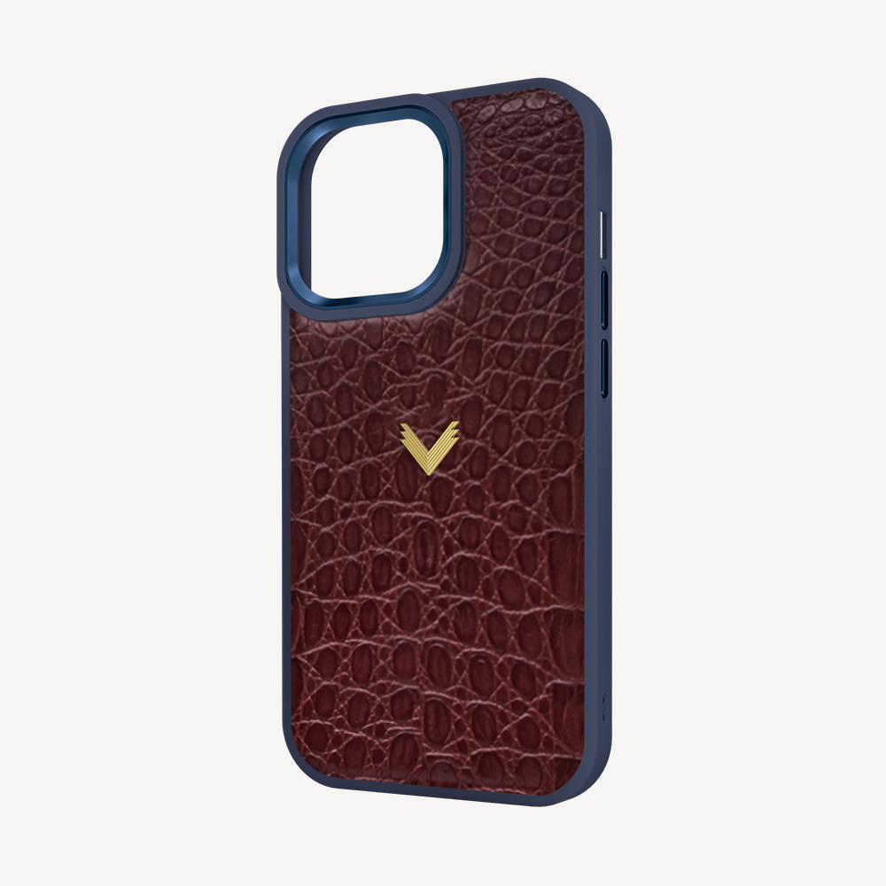 iPhone 13 Pro Phone Case, Calf Leather, Crocodile Texture