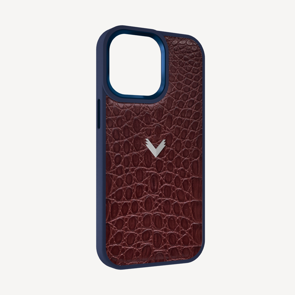 iPhone 13 Pro Phone Case, Calf Leather, Crocodile Texture