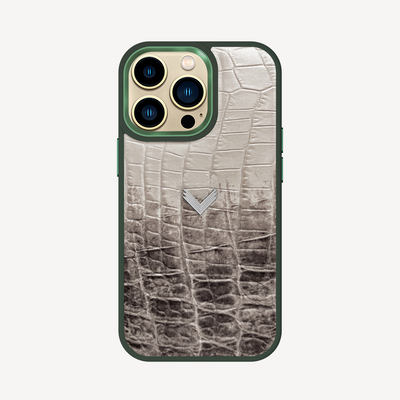 iPhone 13 Pro Phone Case, Calf Leather, Crocodile Texture