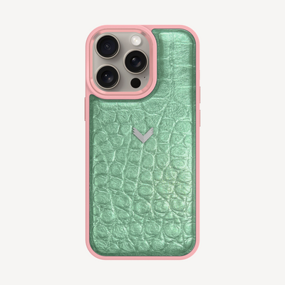 iPhone 15 Pro Max Phone Case, Calf Leather, Crocodile Texture