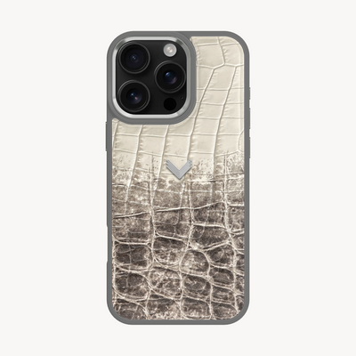 iPhone 16 Pro Max Phone Case, Calf Leather, Crocodile Texture