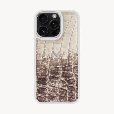 iPhone 16 Pro Phone Case, Calf Leather, Crocodile Texture