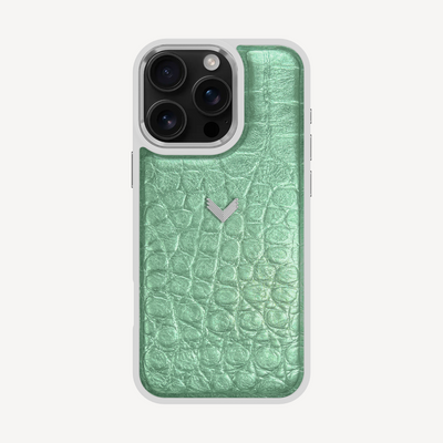 iPhone 16 Pro Max Phone Case, Calf Leather, Crocodile Texture