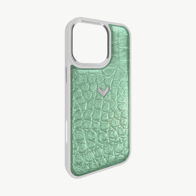 iPhone 16 Pro Phone Case, Calf Leather, Crocodile Texture