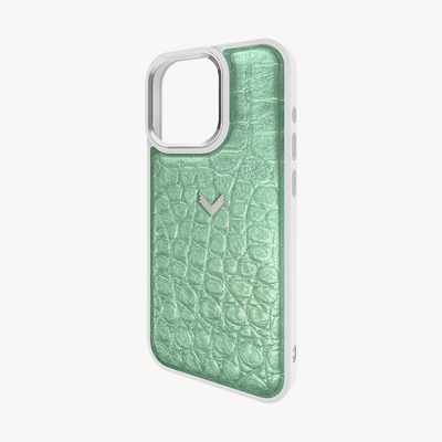 iPhone 16 Pro Phone Case, Calf Leather, Crocodile Texture