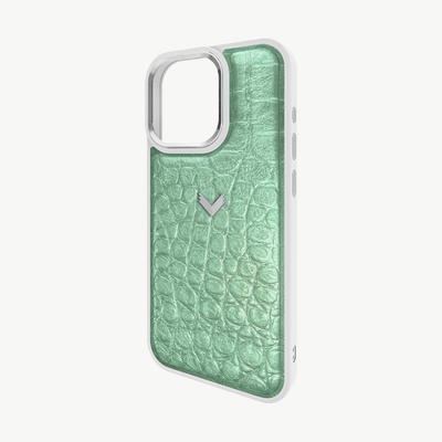 iPhone 16 Pro Max Phone Case, Calf Leather, Crocodile Texture