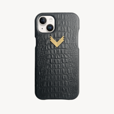 iPhone 14 Phone Case, Calf Leather, Alligator Texture