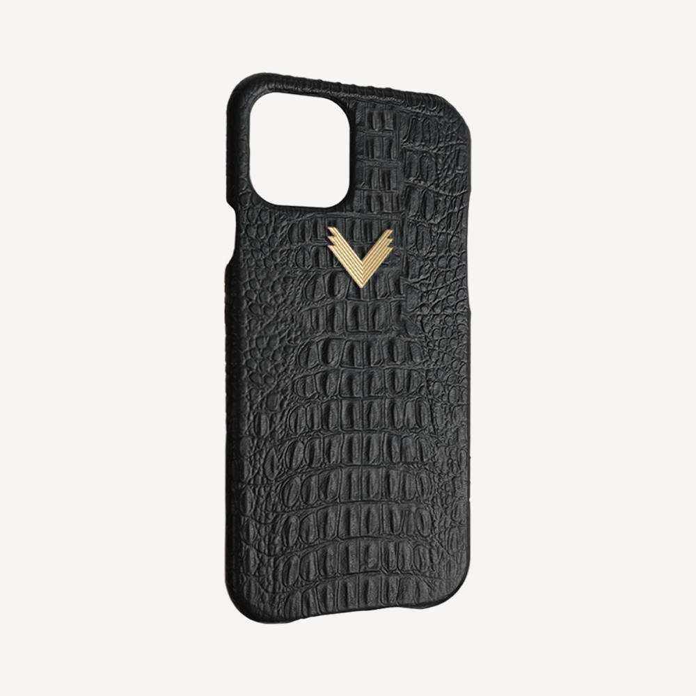 iPhone 14 Plus Phone Case, Calf Leather, Alligator Texture