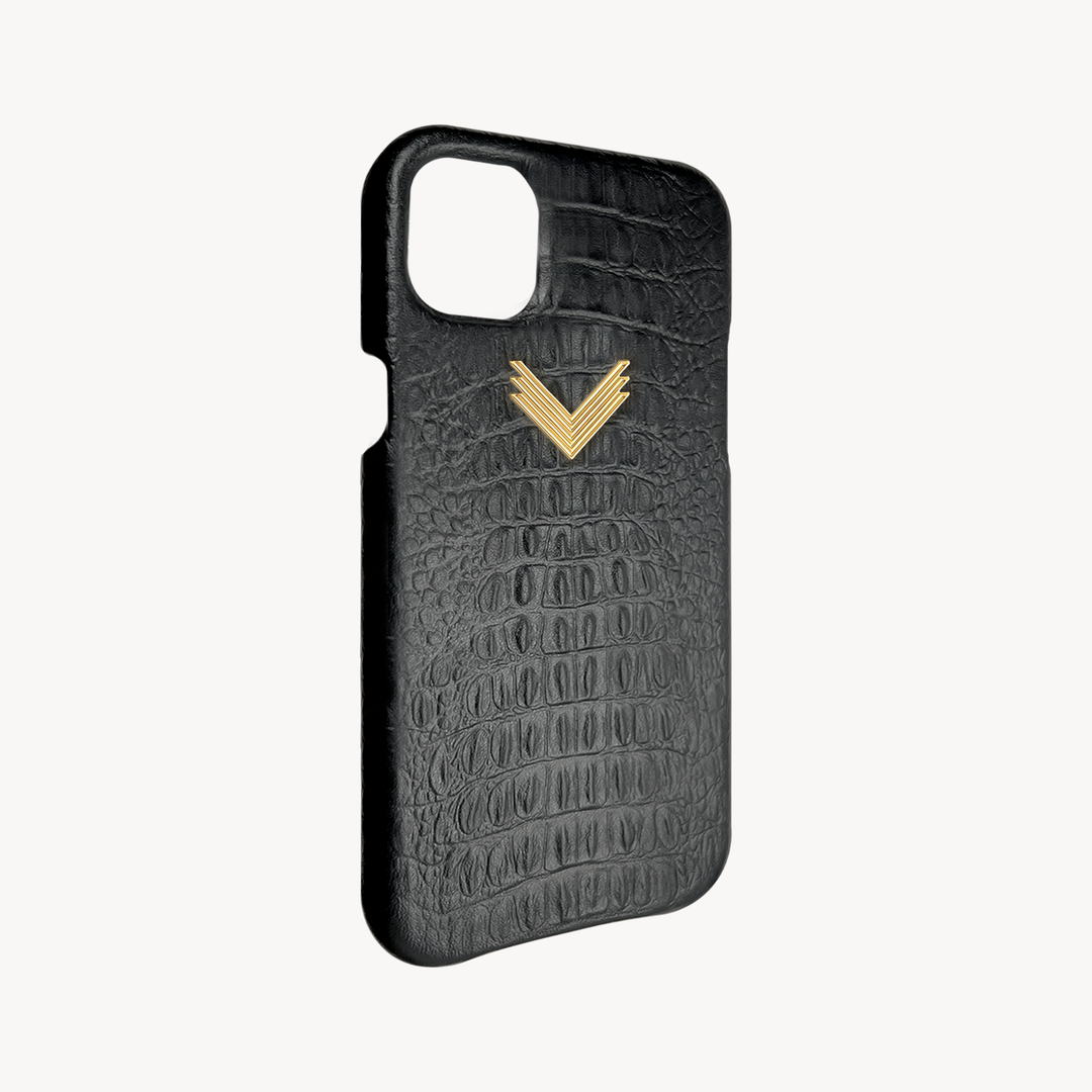 iPhone 14 Phone Case, Calf Leather, Alligator Texture