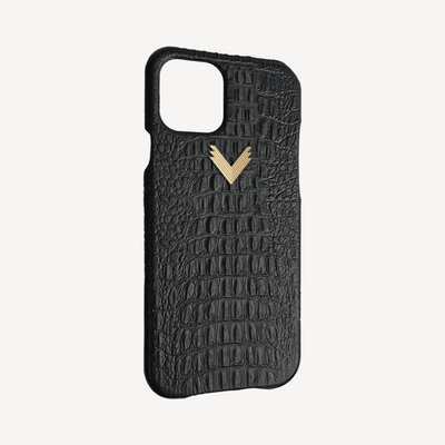 iPhone 14 Phone Case, Calf Leather, Alligator Texture