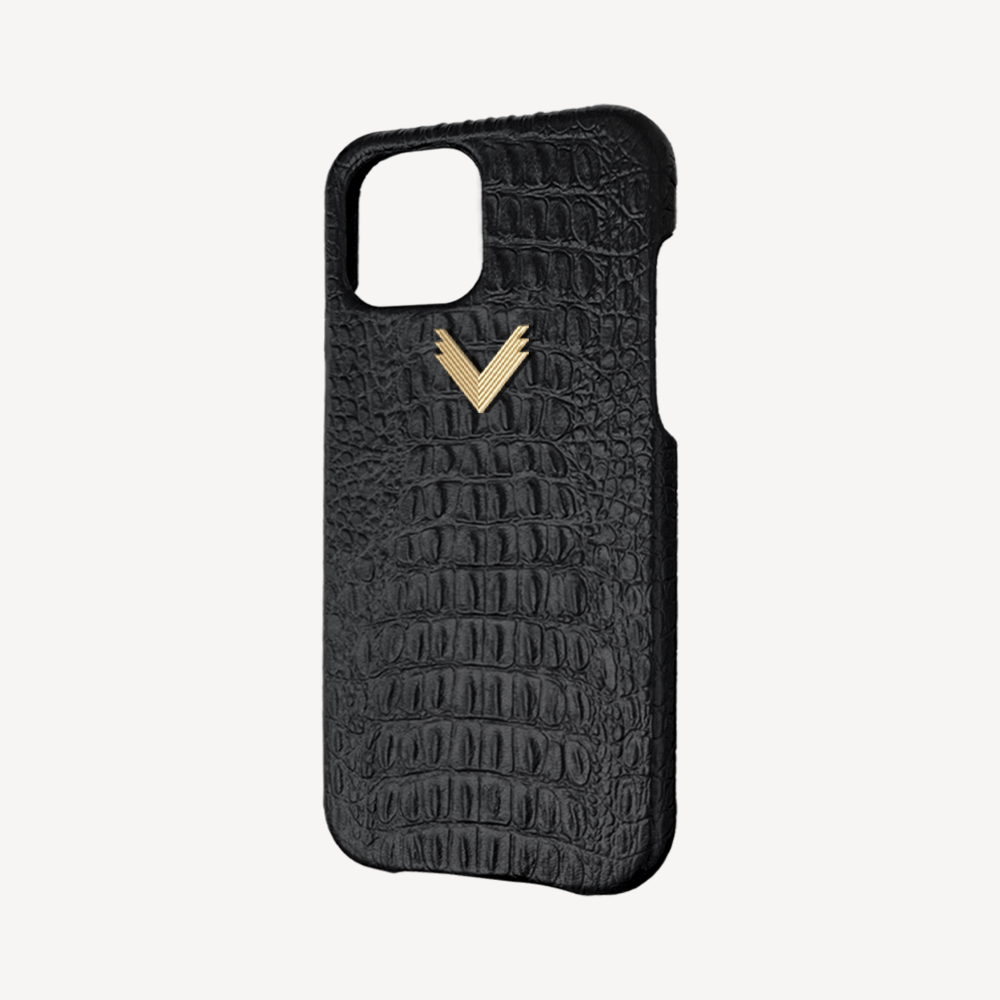 iPhone 14 Plus Phone Case, Calf Leather, Alligator Texture