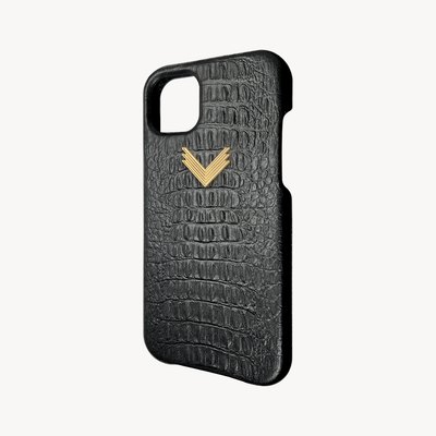 iPhone 14 Phone Case, Calf Leather, Alligator Texture