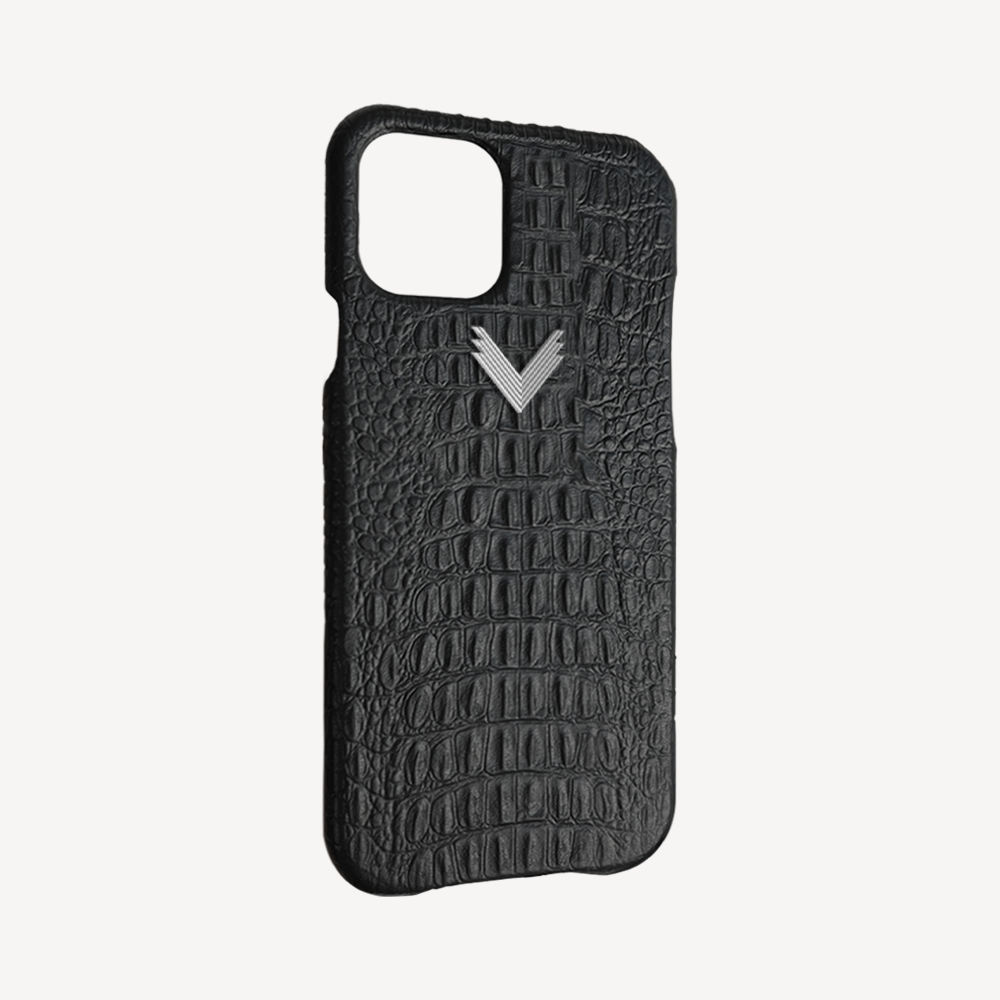 iPhone 14 Plus Phone Case, Calf Leather, Alligator Texture