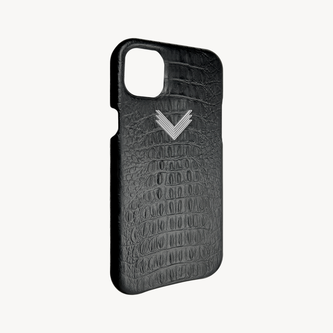 iPhone 14 Phone Case, Calf Leather, Alligator Texture