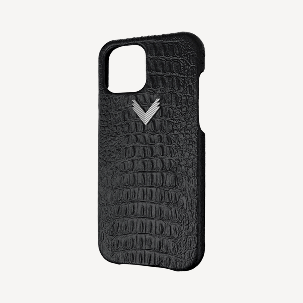 iPhone 14 Plus Phone Case, Calf Leather, Alligator Texture