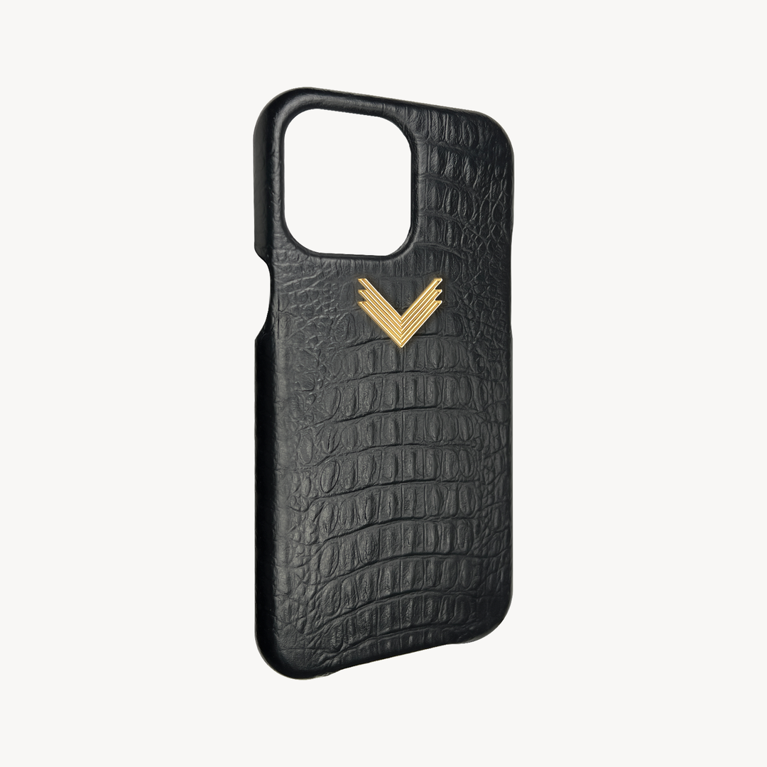 iPhone 13 Pro Phone Case, Calf Leather, Alligator Texture
