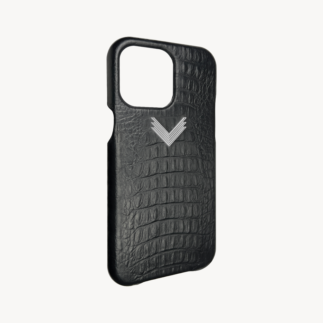iPhone 13 Pro Phone Case, Calf Leather, Alligator Texture