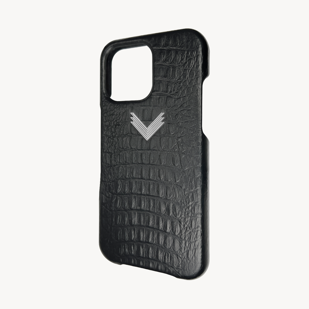 iPhone 13 Pro Phone Case, Calf Leather, Alligator Texture