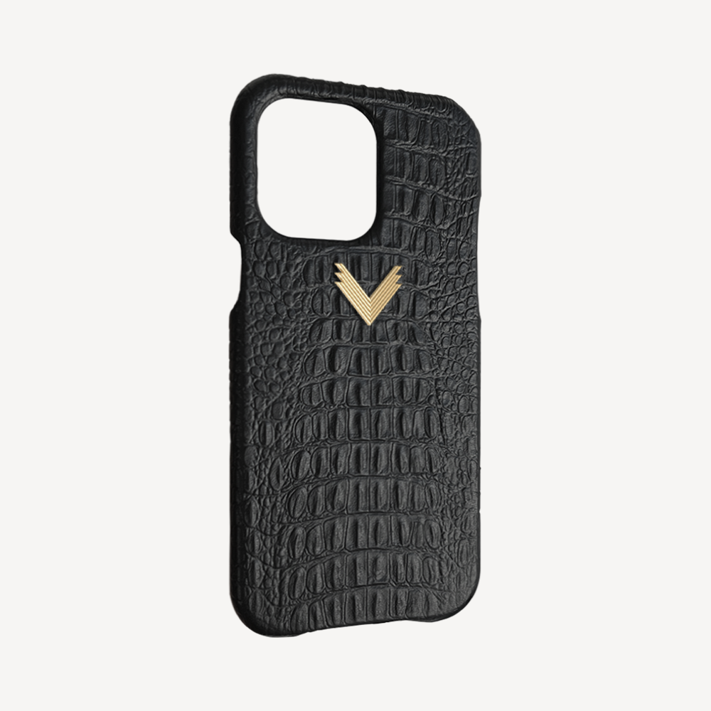 iPhone 14 Pro Phone Case, Calf Leather, Alligator Texture