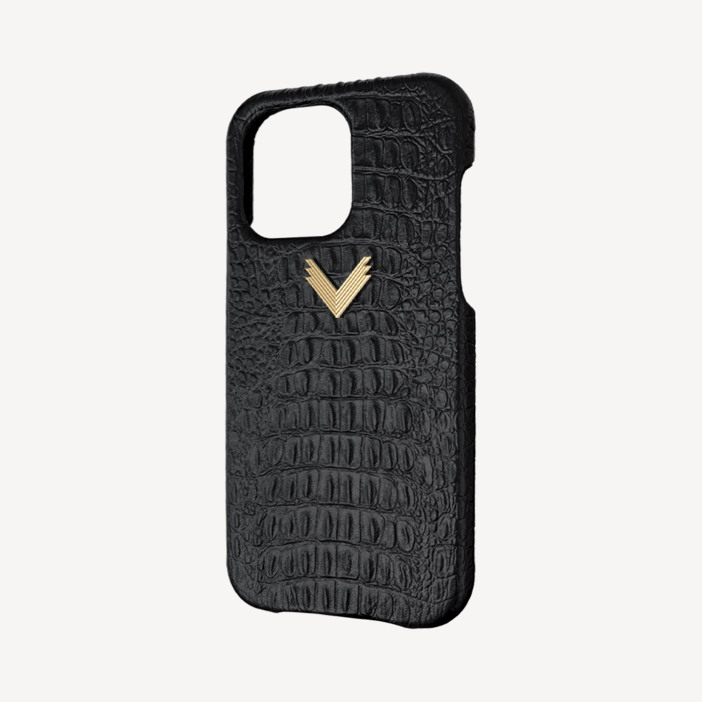 iPhone 14 Pro Phone Case, Calf Leather, Alligator Texture
