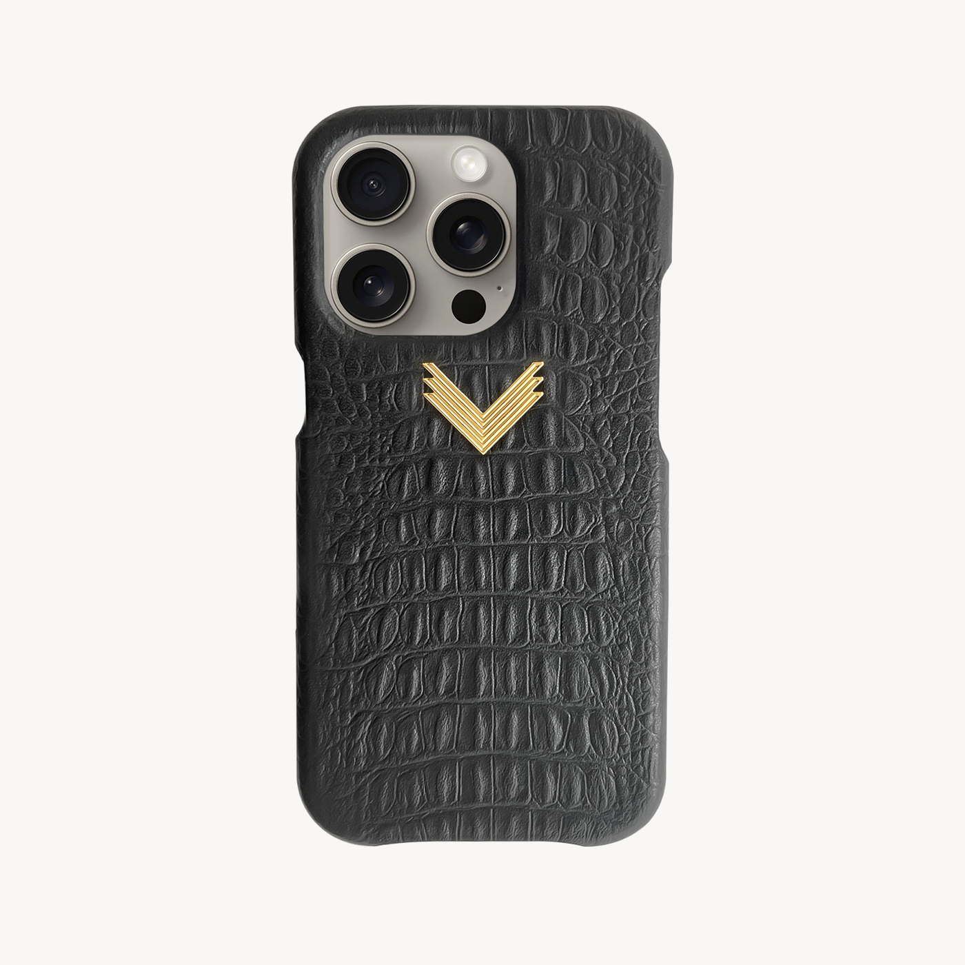 iPhone 15 Pro Phone Case, Calf Leather, Alligator Texture