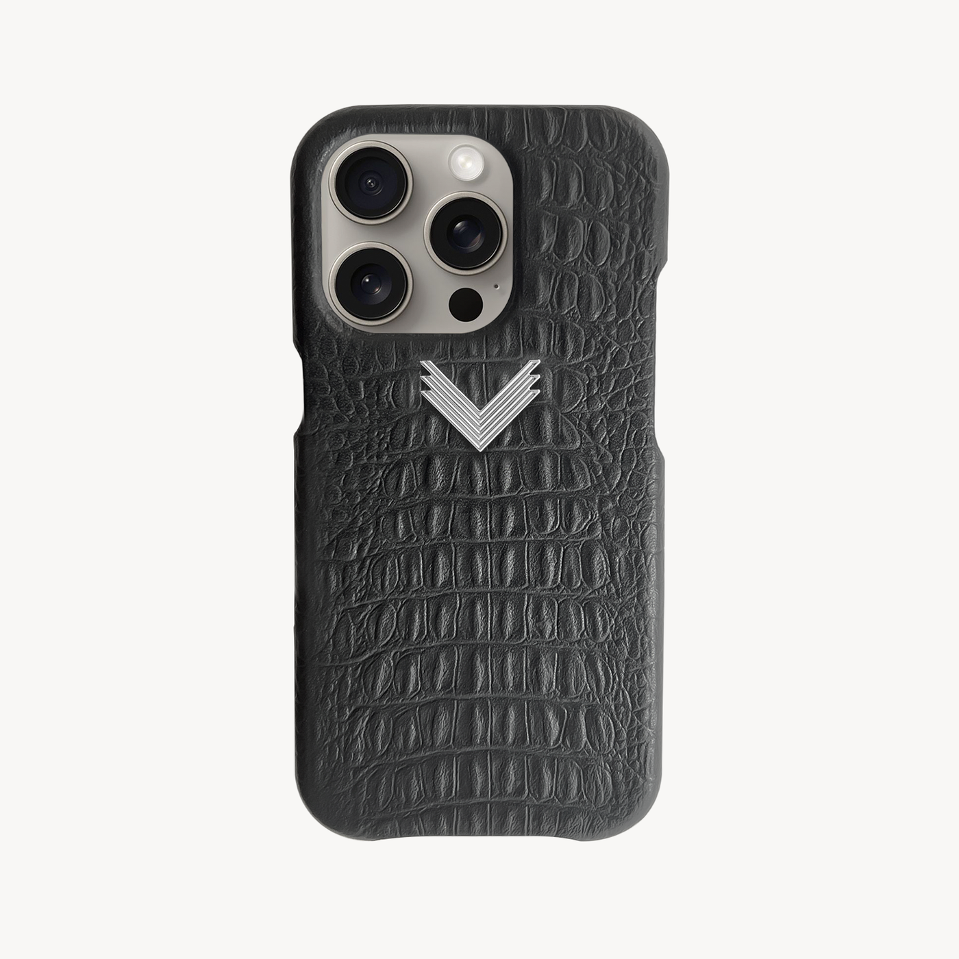 iPhone 15 Pro Phone Case, Calf Leather, Alligator Texture