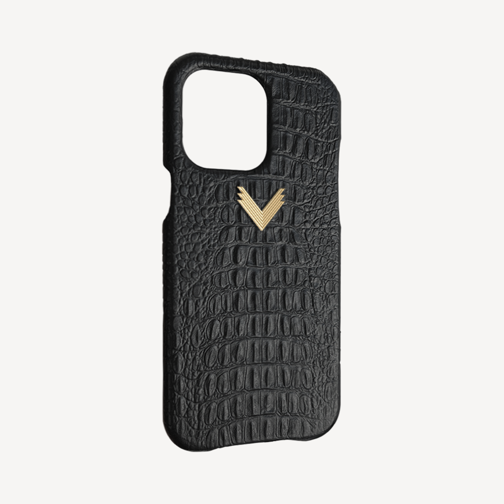 iPhone 15 Pro Max Phone Case, Calf Leather, Alligator Texture