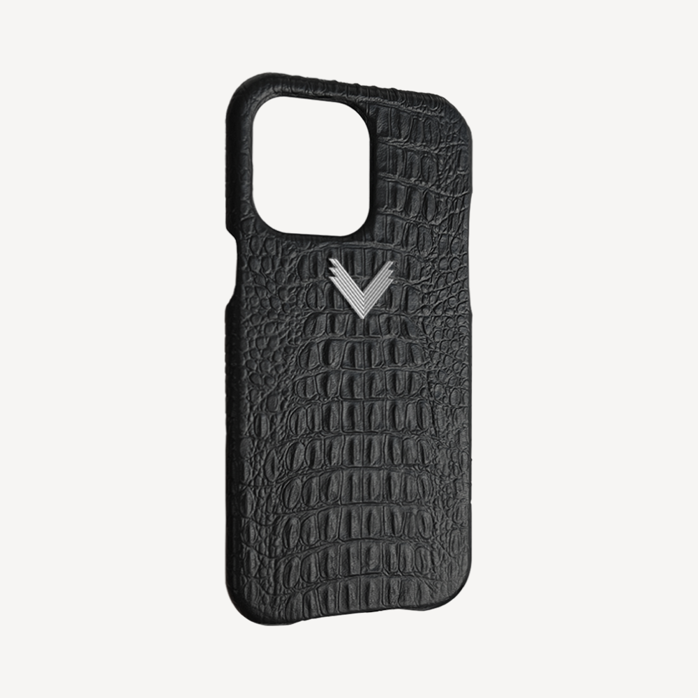 iPhone 14 Pro Phone Case, Calf Leather, Alligator Texture