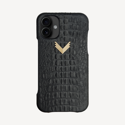 iPhone 16 Plus Phone Case, Calf Leather, Alligator Texture