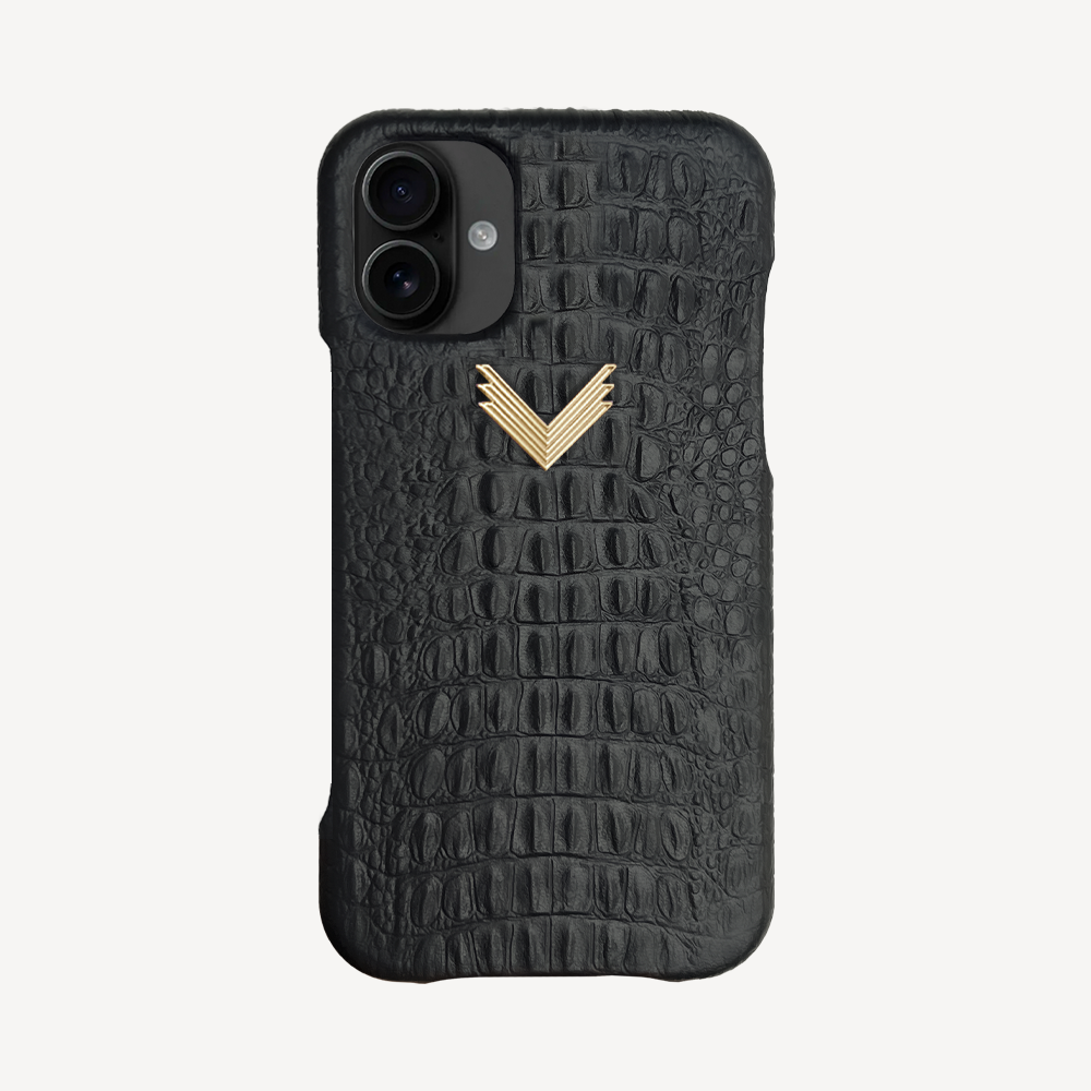 iPhone 16 Phone Case, Calf Leather, Alligator Texture