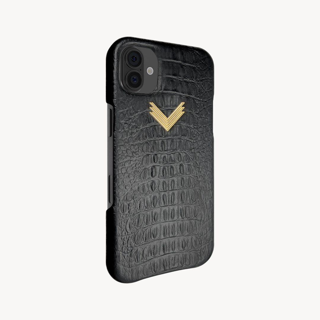 iPhone 16 Phone Case, Calf Leather, Alligator Texture