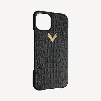 iPhone 16 Plus Phone Case, Calf Leather, Alligator Texture