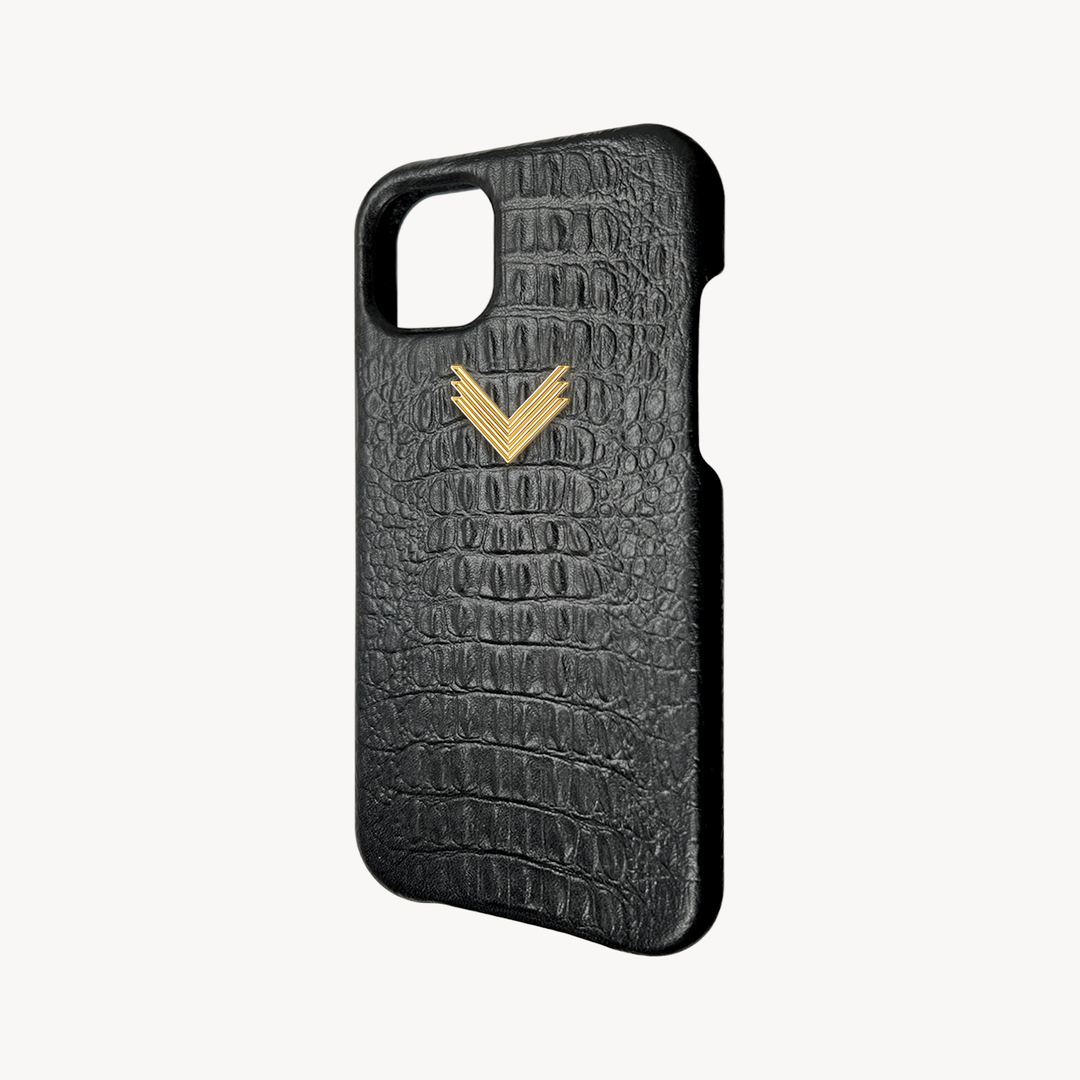 iPhone 16 Phone Case, Calf Leather, Alligator Texture