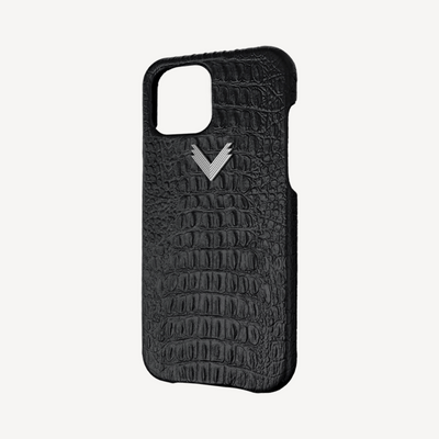 iPhone 16 Plus Phone Case, Calf Leather, Alligator Texture