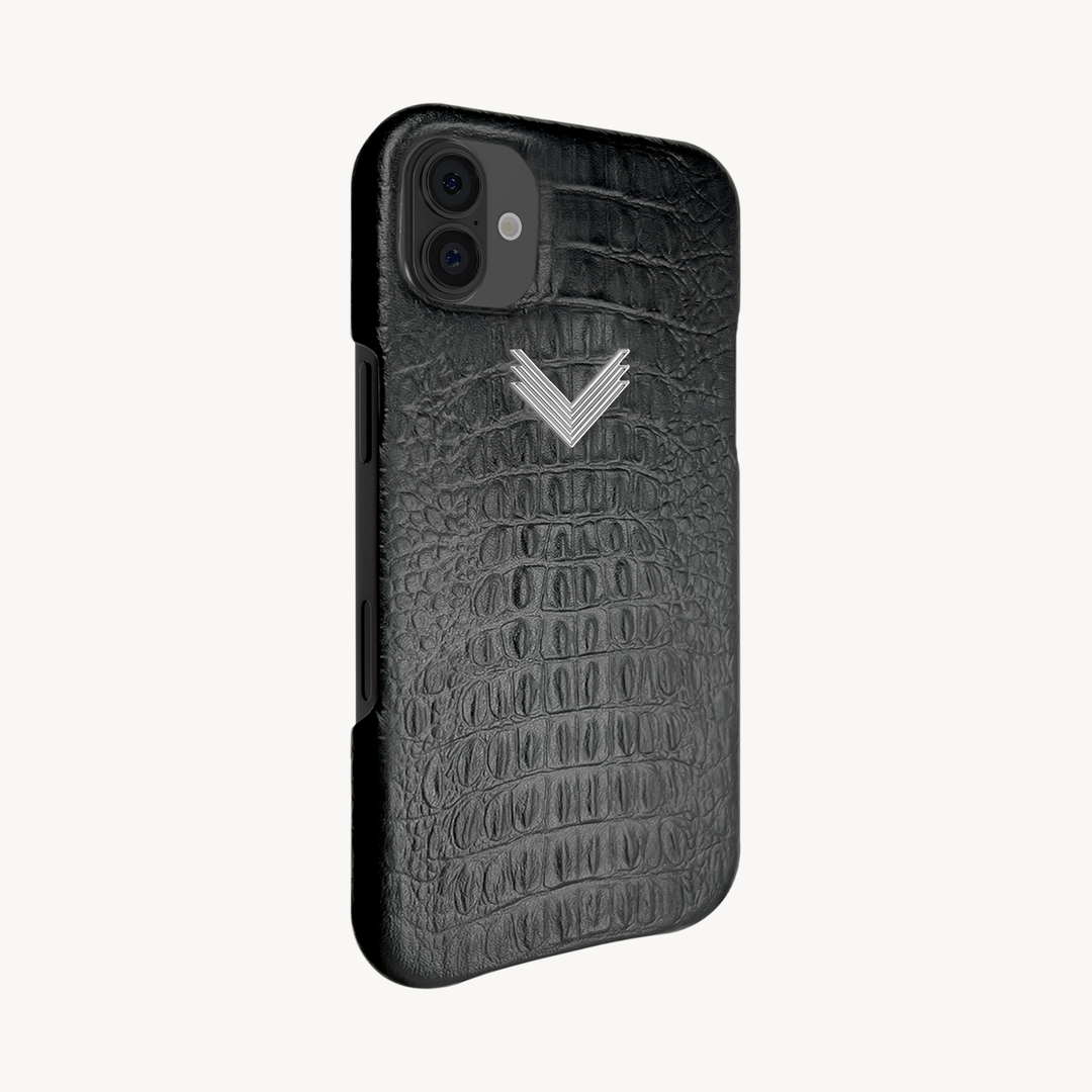 iPhone 16 Plus Phone Case, Calf Leather, Alligator Texture