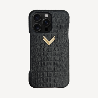 iPhone 16 Pro Phone Case, Calf Leather, Alligator Texture