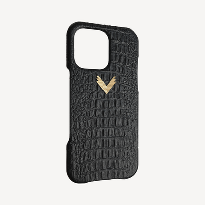 iPhone 16 Pro Phone Case, Calf Leather, Alligator Texture