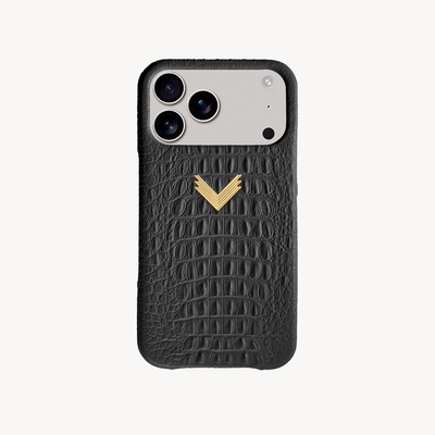 iPhone 17 Pro Phone Case, Calf Leather, Alligator Texture