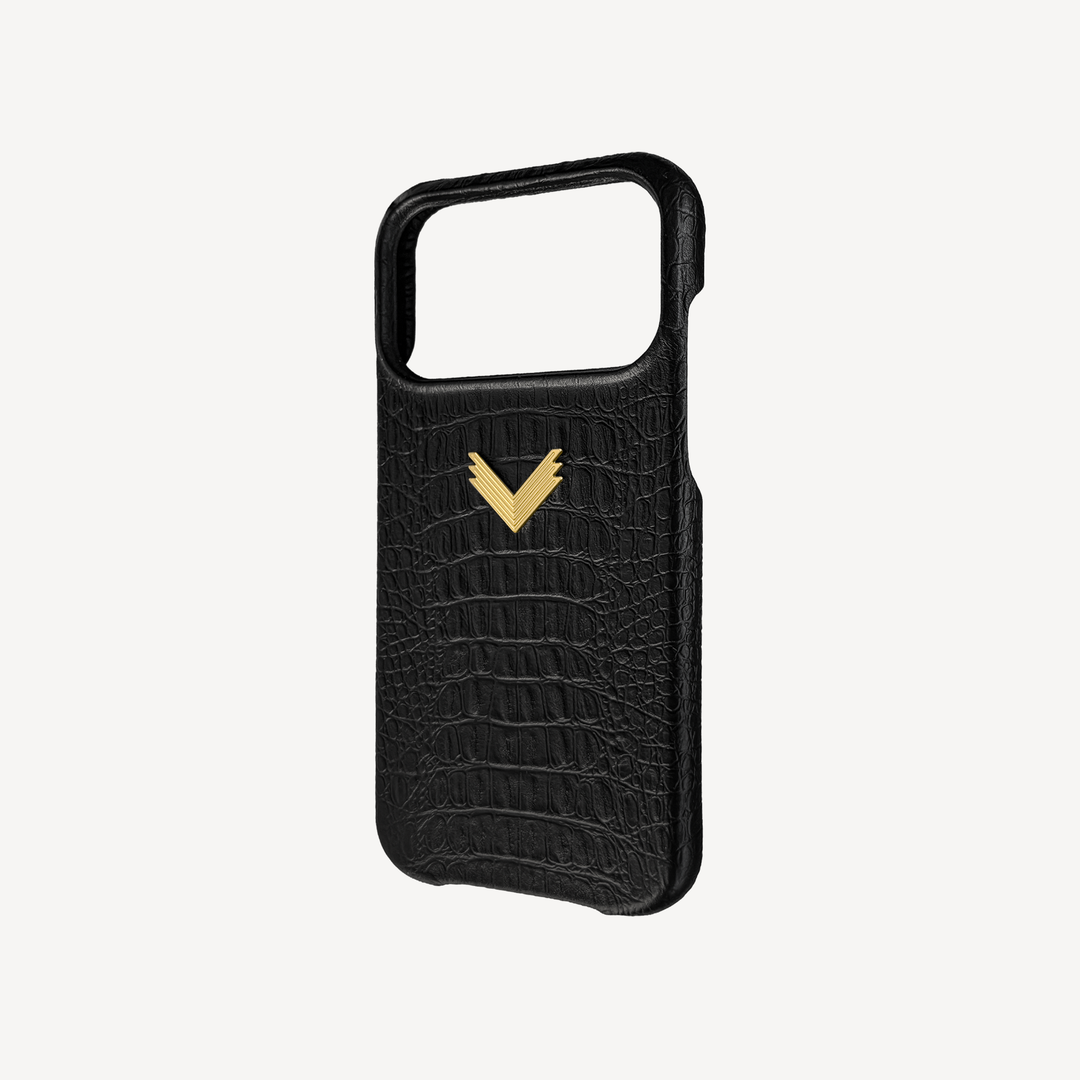 iPhone 17 Pro Phone Case, Calf Leather, Alligator Texture