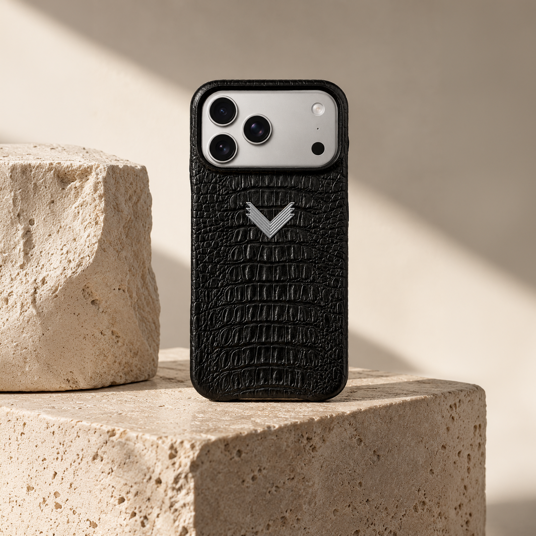 iPhone 17 Pro Phone Case, Calf Leather, Alligator Texture
