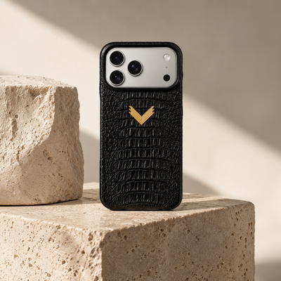 iPhone 17 Pro Max Phone Case, Calf Leather, Alligator Texture