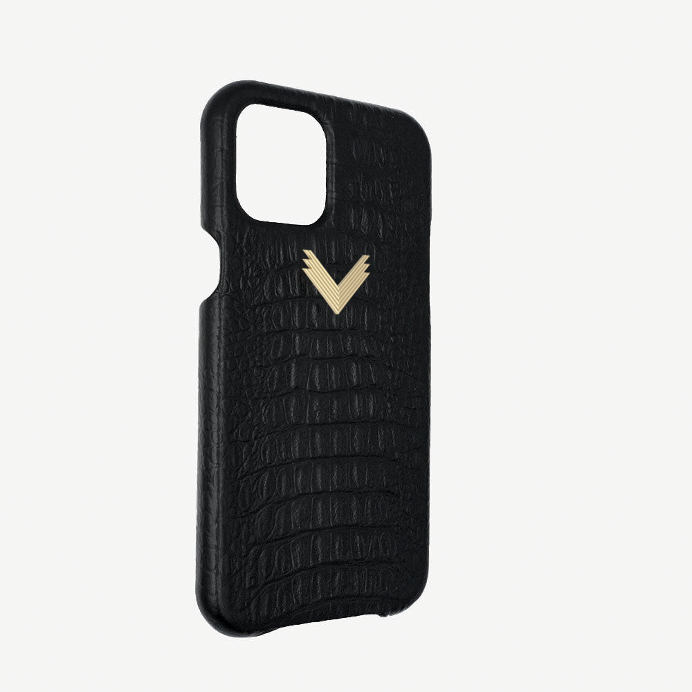 iPhone 13 Mini Phone Case, Calf Leather, Alligator Texture
