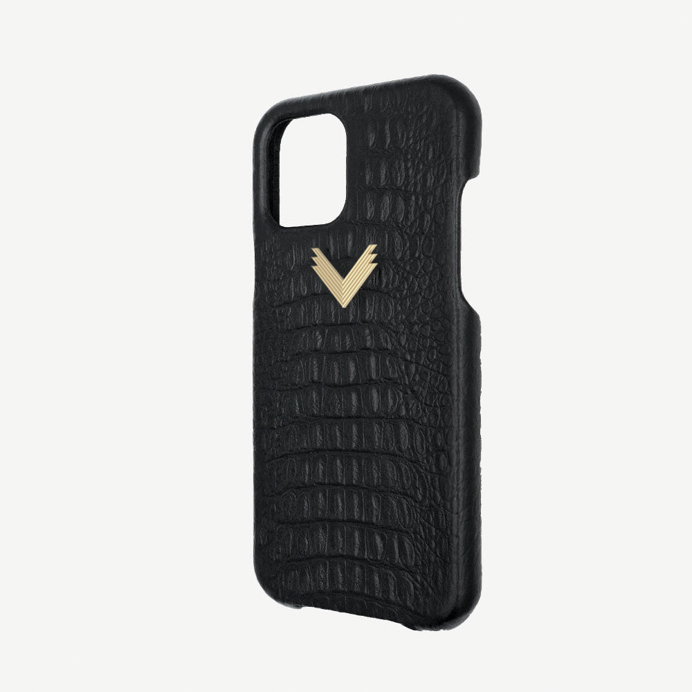iPhone 13 Mini Phone Case, Calf Leather, Alligator Texture